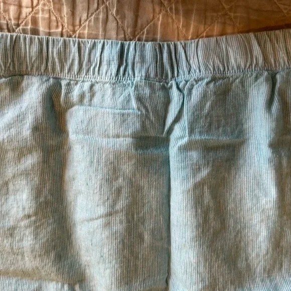 J.Jill Aqua/light blue & white Striped Love Linen Skirt-size-medium.Hole on side - Picture 8 of 13